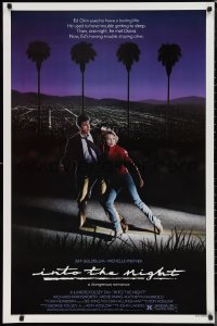 9w1239 INTO THE NIGHT 1sh 1985 cool image of Jeff Goldblum & Michelle Pfeiffer on the run!
