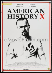 9w0360 AMERICAN HISTORY X Italian 1sh 1999 black & white image of Edward Norton as skinhead neo-Nazi!