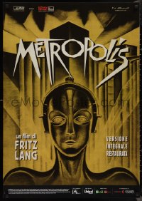 9w0390 METROPOLIS Italian 1sh R2010 Fritz Lang, classic robot art from the first German release!