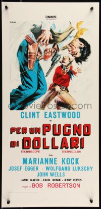 9w0268 FISTFUL OF DOLLARS Italian locandina R1970s different artwork of generic cowboy by Symeoni!