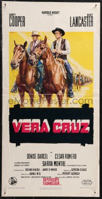 9w0277 VERA CRUZ Italian locandina R1960s best artwork of cowboys Gary Cooper & Burt Lancaster!