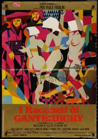 9w0534 CANTERBURY TALES Italian 26x37 pbusta 1971 Pasolini, art of naked people cavorting in garden!