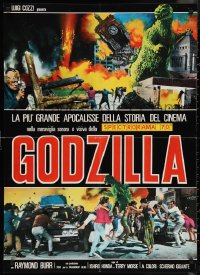 9w0537 GODZILLA Italian 26x37 pbusta R1977 Gojira, Toho sci-fi classic, different monster images!