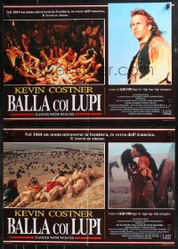 9w0567 DANCES WITH WOLVES set of 7 Italian 18x26 pbustas 1991 Kevin Costner directs & stars!