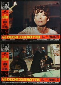 9w0571 WAIT UNTIL DARK set of 7 Italian 18x26 pbustas 1968 blind Audrey Hepburn, crazy Alan Arkin!