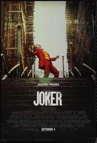 9w1250 JOKER advance DS 1sh 2019 Joaquin Phoenix as the DC Comics villain at the top of the steps!