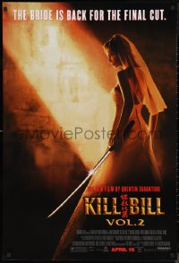 9w1266 KILL BILL: VOL. 2 advance 1sh 2004 bride Uma Thurman with katana, Quentin Tarantino!