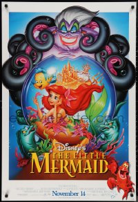 9w1284 LITTLE MERMAID advance DS 1sh R1997 great images of Ariel & cast, Disney cartoon!