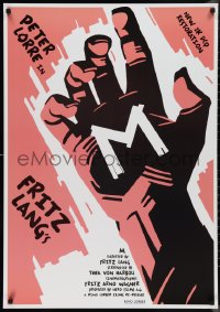 9w1291 M 27x39 1sh R2012 Fritz Lang classic, Peter Lorre, completely different artwork of hand!