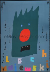 9w0881 LECH MEJEWSKI exhibition Polish 27x39 1990s wild close-up art of red-nosed creature!