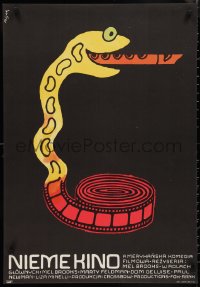 9w0841 SILENT MOVIE Polish 23x33 1977 cool Flisak art of snake with film strip body playing flute!
