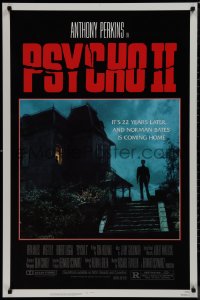 9w1358 PSYCHO II 1sh 1983 Anthony Perkins as Norman Bates, cool creepy image of classic house!