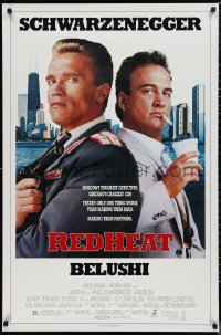 9w1370 RED HEAT 1sh 1988 great image of cops Arnold Schwarzenegger & James Belushi!