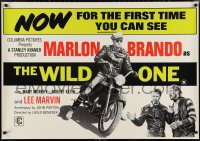 9w0233 WILD ONE 28x40 English REPRO poster 1980s portrait of Brando wearing goggles on motorcycle!