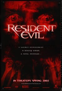 9w1372 RESIDENT EVIL teaser 1sh 2002 Paul W.S. Anderson, Milla Jovovich, Rodriguez, zombies!
