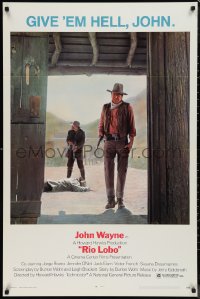 9w1384 RIO LOBO 1sh 1971 Howard Hawks, Give 'em Hell, John Wayne, great cowboy image!