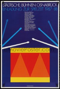 9w0120 EINLADUNG ZUR SPIELZEIT 1987-88 22x33 German stage poster 1987 art of a drum by Per Arnoldi!