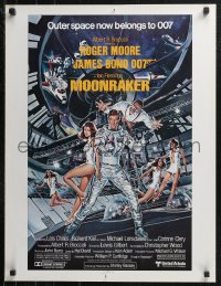 9w0340 MOONRAKER 21x27 special poster 1979 art of Roger Moore as Bond & Lois Chiles in space by Goozee!