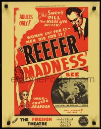 9w0343 REEFER MADNESS 17x22 special poster R1972 image of dope crazed youths, ultra rare!