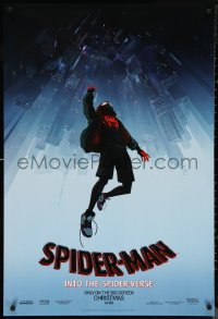 9w1417 SPIDER-MAN INTO THE SPIDER-VERSE teaser DS 1sh 2018 Cage in title role, falling into city!