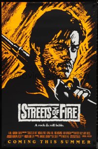 9w1439 STREETS OF FIRE advance 1sh 1984 Walter Hill, Riehm orange dayglo art, a rock & roll fable!