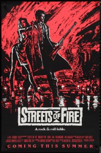9w1436 STREETS OF FIRE advance 1sh 1984 Walter Hill, Riehm pink dayglo art, a rock & roll fable!
