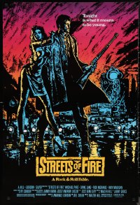 9w1437 STREETS OF FIRE 1sh 1984 Walter Hill, Michael Pare, Diane Lane, artwork by Riehm, no borders!