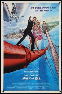 9w1471 VIEW TO A KILL style B 1sh 1985 Goozee art of Moore as Bond, Tanya Roberts & Walken!