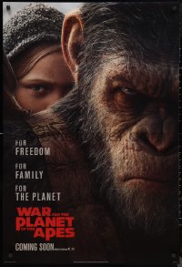 9w1475 WAR FOR THE PLANET OF THE APES style B int'l teaser DS 1sh 2017 Caesar and Miller on horseback!
