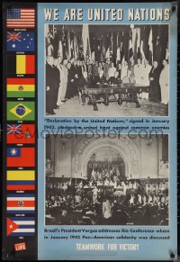 9w0103 WE ARE UNITED NATIONS 27x39 WWII war poster 1944 photographs taken from Life magazine!