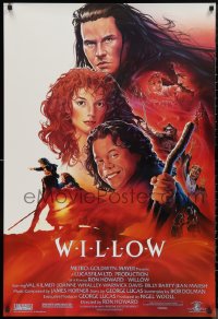 9w1480 WILLOW 1sh 1988 Ron Howard directed, John Alvin art of Val Kilmer, Warwick Davis & Whalley!