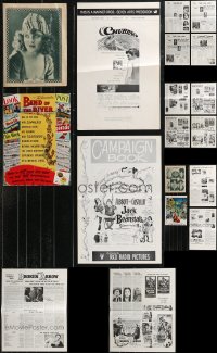 9x0198 LOT OF 9 UNCUT PRESSBOOKS, CAMPAIGN SHEETS, AND TRADE ADS 1920s-1960s cool advertising!