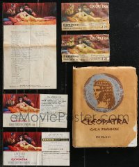 9x0145 LOT OF 6 CLEOPATRA ENGLISH ITEMS 1963 Gala Premiere program, tickets, guest list & more!