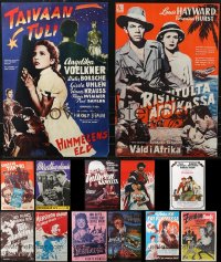 9x0945 LOT OF 13 UNFOLDED 17X24 FINNISH POSTERS 1950s-1960s a variety of cool movie images!