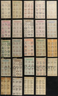 9x0730 LOT OF 24 HOLLYWOOD OFFICIAL STAMPS OF THE STARS & STUDIOS STAMP SHEETS 1947 12+ per sheet!