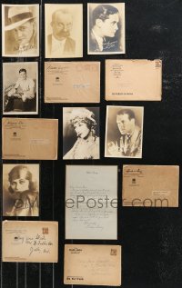 9x0692 LOT OF 14 DELUXE 5X7 FACSIMILE SIGNED FAN PHOTOS, LETTER, AND ENVELOPES 1920s cool!
