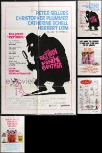 9x0318 LOT OF 7 FOLDED PINK PANTHER ONE-SHEETS 1970s all with great cartoon art!