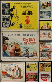 9x1068 LOT OF 25 UNFOLDED AND FORMERLY FOLDED HALF-SHEETS 1930s-1960s a variety of cool movie images!