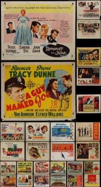 9x1065 LOT OF 27 MOSTLY FORMERLY FOLDED HALF-SHEETS 1940s-1960s a variety of cool movie images!