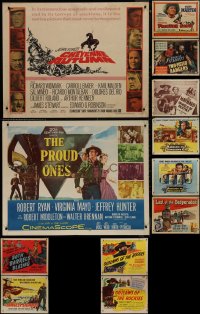 9x1109 LOT OF 12 MOSTLY FORMERLY FOLDED COWBOY WESTERN HALF-SHEETS 1930s-1960s cool movie images!