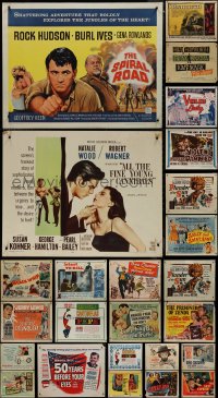 9x1064 LOT OF 29 MOSTLY UNFOLDED HALF-SHEETS 1950s-1960s great images from a variety of movies!
