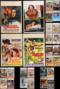 9x1024 LOT OF 28 UNFOLDED AND FORMERLY FOLDED BELGIAN POSTERS 1950s-1980s cool movie images!