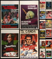 9x0974 LOT OF 16 MOSTLY UNFOLDED HORROR/SCI-FI BELGIAN POSTERS 1950s-1980s cool movie images!