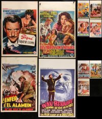 9x0968 LOT OF 15 MOSTLY FORMERLY FOLDED BELGIAN POSTERS 1950s-1970s a variety of cool movie images!