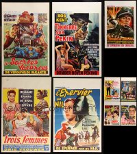 9x0973 LOT OF 13 MOSTLY FORMERLY FOLDED BELGIAN POSTERS 1940s-1960s a variety of cool movie images!