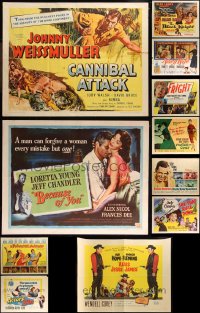 9x1114 LOT OF 11 MOSTLY FORMERLY FOLDED HALF-SHEETS 1950s-1960s a variety of cool movie images!