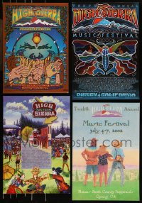 9x0943 LOT OF 4 UNFOLDED HIGH SIERRA ROCK & ROLL MUSIC POSTERS 2000-2004 cool music festival art!