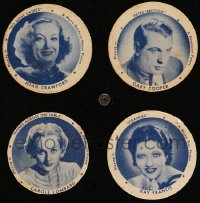 9x0725 LOT OF 4 DIXIE ICE CREAM LID 1935 Gary Cooper, Joan Crawford, Kay Francis, Carole Lombard!