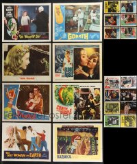 9x0416 LOT OF 22 HORROR/SCI-FI LOBBY CARDS 1950s-1960s great scenes a variety of scary movies!