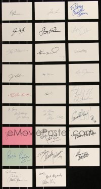 9x0686 LOT OF 26 AUTOGRAPHED 3X5 INDEX CARDS 1970s-1990s you can frame them with repro photos!